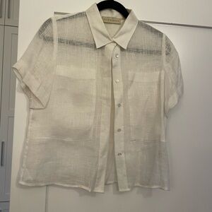 Elegant Cream Short Sleeve Men's Shirt